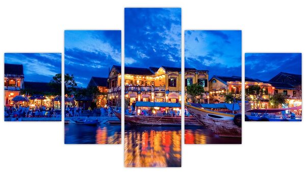 Obraz nocnego miasta Hoi An w Wietnamie (125x70 cm)