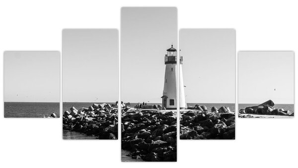 Obraz - Latarnia morska na wybrzeżu, Santa Cruz, Kalifornia (125x70 cm)