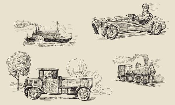 Obraz środki transportu w stylu retro