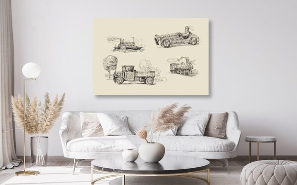 Obraz środki transportu w stylu retro