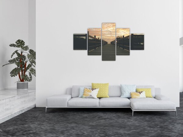 Obraz drewnianego pomostu nad jeziorem (125x70 cm)