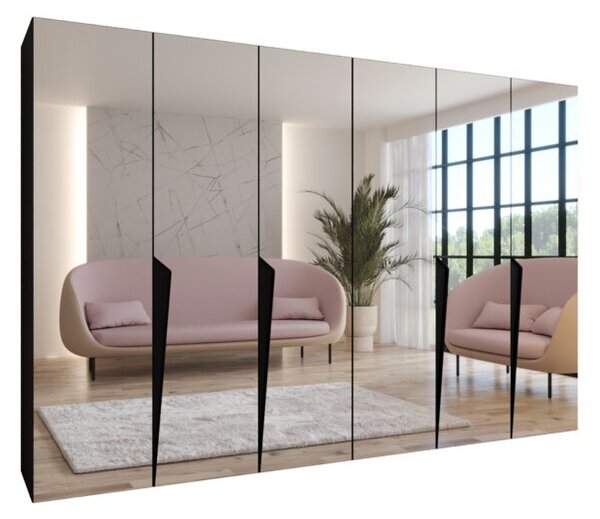 Szafa uchylna otwierana Piano 1 300 (2x150) wys. 202 cm czarny + u. czarny
