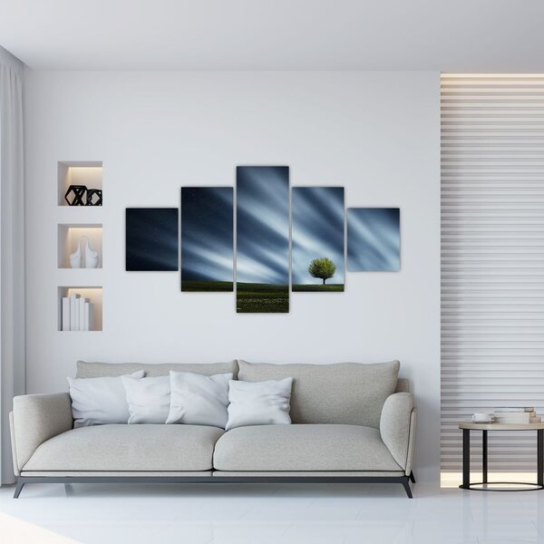 Obraz zorzy polarnej nad wrzosowiskami (125x70 cm)