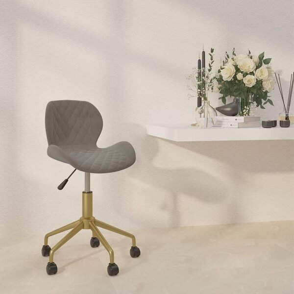 Obrotowe krzesło biurowe, jasnoszare, tapicerowane aksamitem