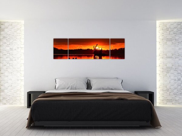 Obraz - Rybacy na jeziorze (170x50 cm)