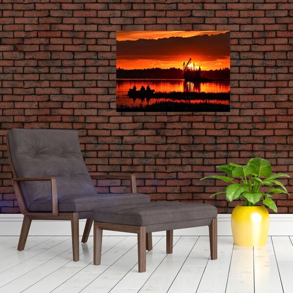 Obraz - Rybacy na jeziorze (70x50 cm)