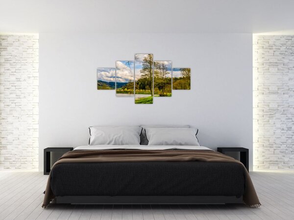 Obraz łodzi nad jeziorem (125x70 cm)