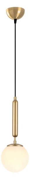 Biała/w kolorze mosiądzu lampa wisząca ze szklanym kloszem ø 15 cm King – Opviq lights