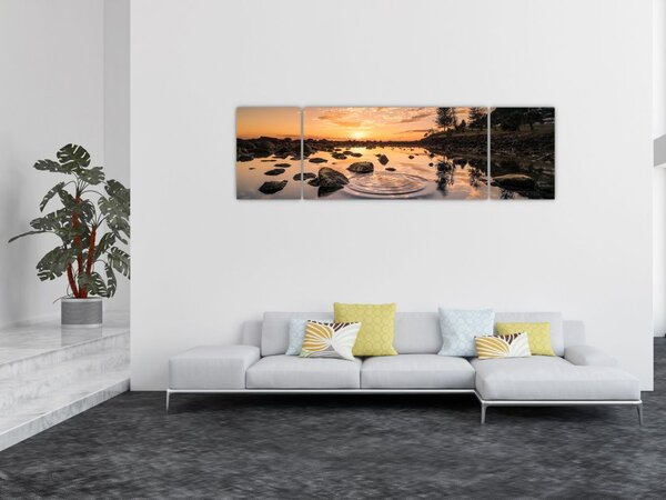 Obraz powierzchni wody o zachodzie słońca (170x50 cm)