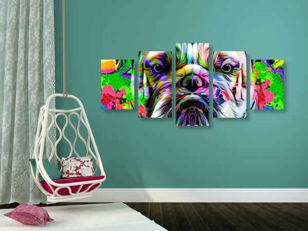 5-częściowy obraz buldożek pop-art