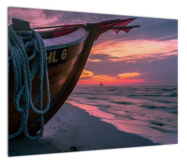 Obraz łodzi na brzegu (70x50 cm)