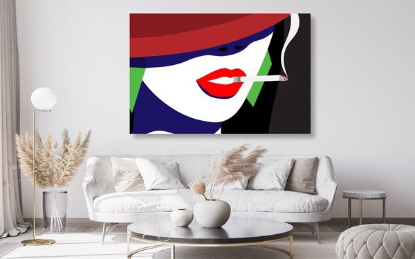 Obraz kobieta w kapeluszu w stylu pop art