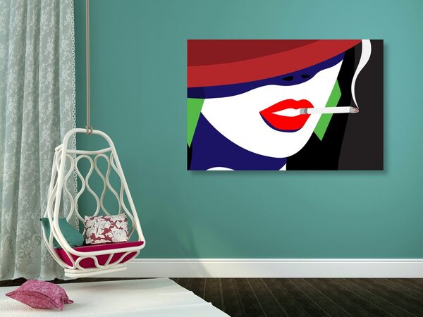 Obraz kobieta w kapeluszu w stylu pop art