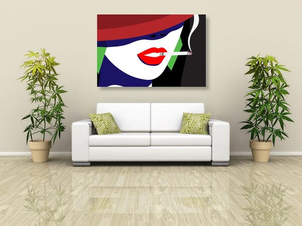 Obraz kobieta w kapeluszu w stylu pop art
