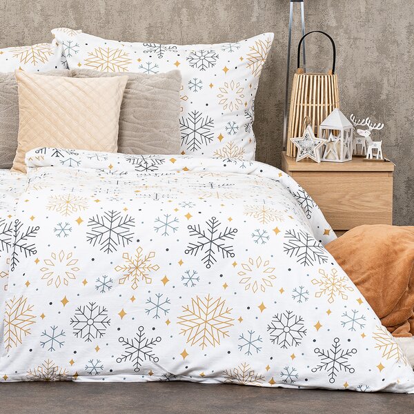 4Home Pościel flanelowa Frosty snowflakes, 140 x 220 cm, 70 x 90 cm