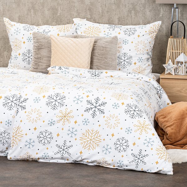 4Home Pościel flanelowa Frosty snowflakes, 140 x 220 cm, 70 x 90 cm