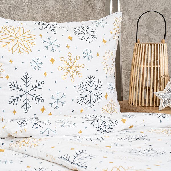 4Home Pościel flanelowa Frosty snowflakes, 140 x 220 cm, 70 x 90 cm