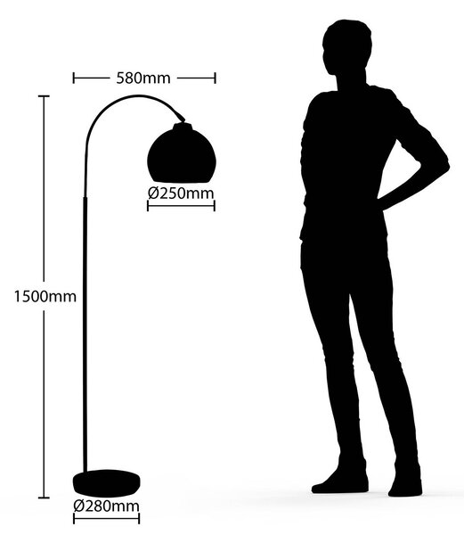 Lampa łukowa - lampa stojąca Minali Lindby, czarny, salon / jadalnia, metal, nowoczesny