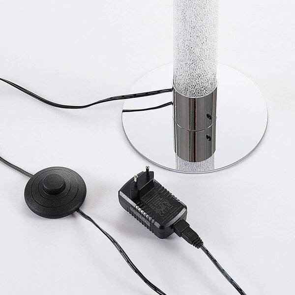 Lampa stojąca LED Hadis Lindby, możliwość ściemniania, chromowy / srebrny, salon / jadalnia, tworzywo sztuczne, nowoczesny