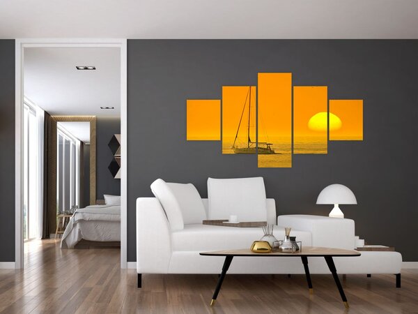 Obraz - Łódź na środku morza (125x70 cm)