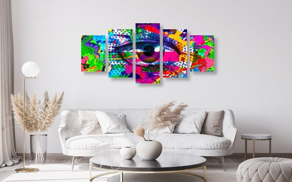 5-częściowy obraz ludzkie oko w stylu pop-art