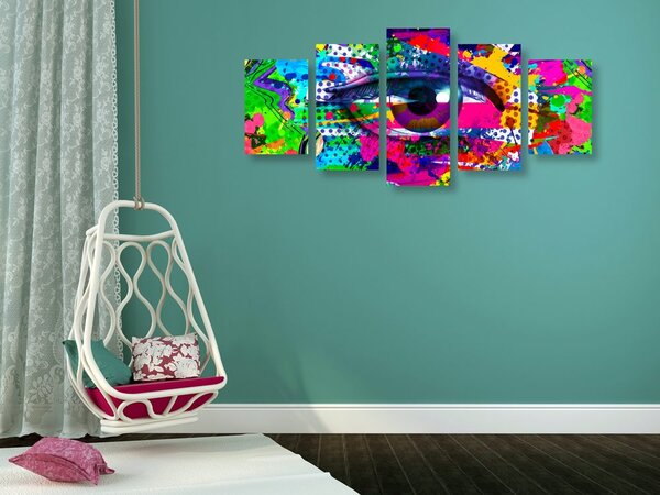 5-częściowy obraz ludzkie oko w stylu pop-art