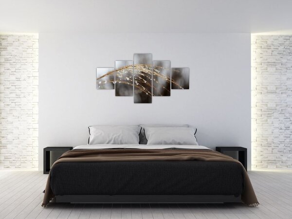 Obraz kropli na roślinie (125x70 cm)
