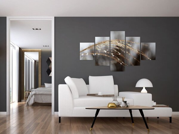 Obraz kropli na roślinie (125x70 cm)