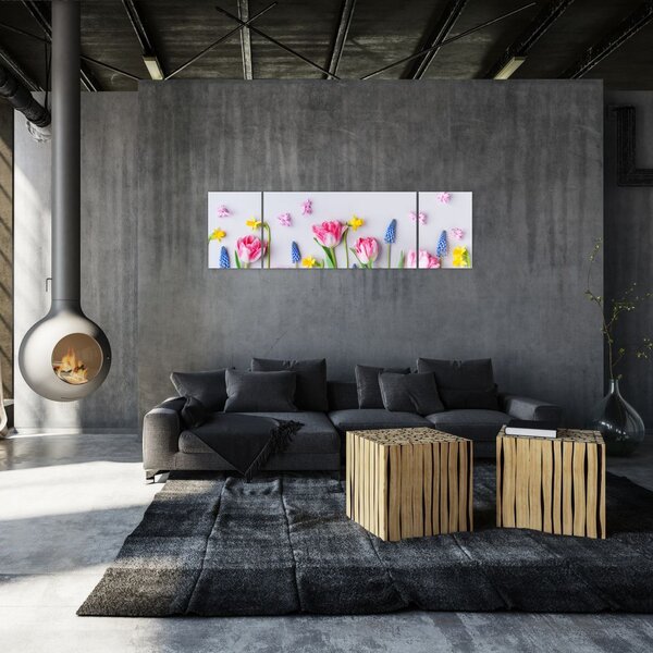 Obraz wiosennych kwiatów (170x50 cm)