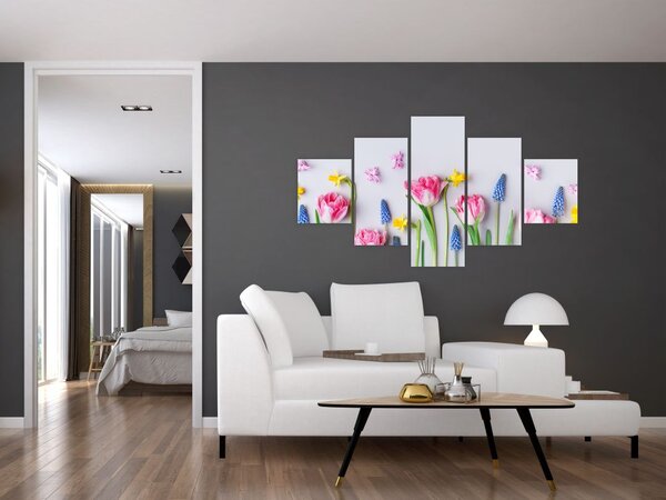 Obraz wiosennych kwiatów (125x70 cm)