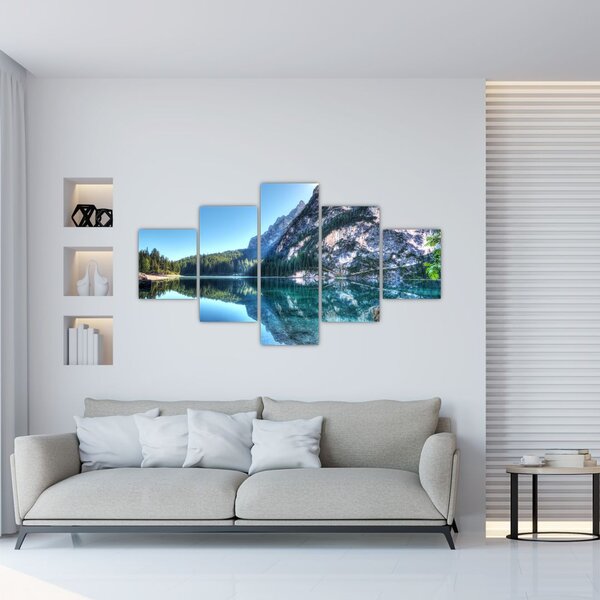 Obraz wysokogórskiego jeziora (125x70 cm)