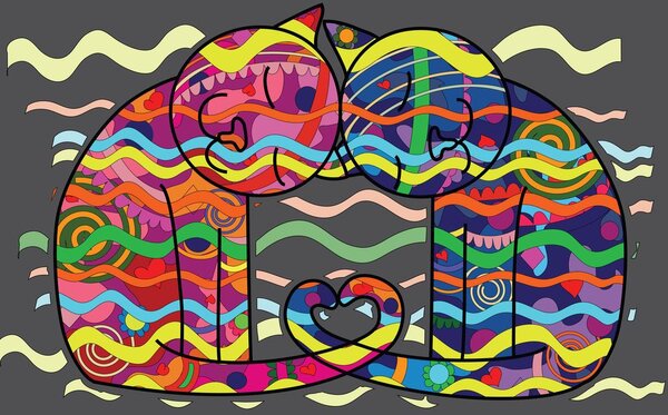Obraz zakochane koty w stylu pop-art