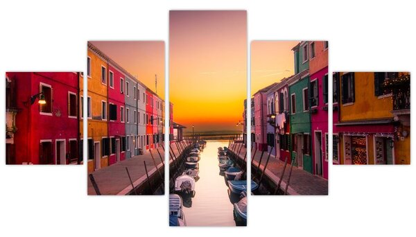 Obraz - Zachód słońca, wyspa Burano, Wenecja, Włochy (125x70 cm)