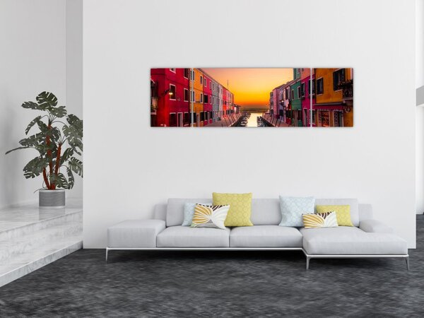 Obraz - Zachód słońca, wyspa Burano, Wenecja, Włochy (170x50 cm)
