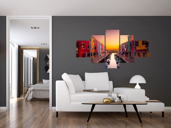Obraz - Zachód słońca, wyspa Burano, Wenecja, Włochy (125x70 cm)