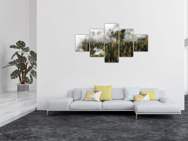 Obraz lasu w chmurach (125x70 cm)
