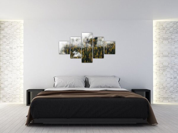 Obraz lasu w chmurach (125x70 cm)