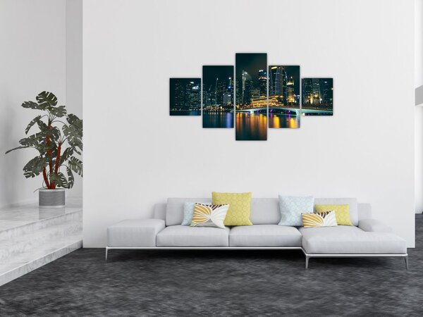 Obraz Singapuru nocą (125x70 cm)