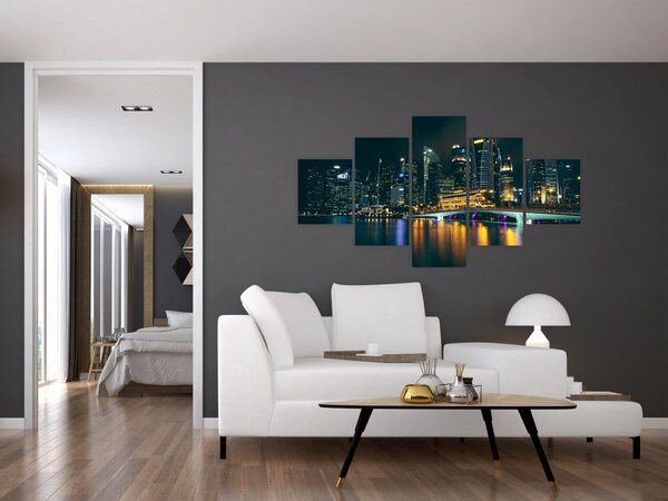 Obraz Singapuru nocą (125x70 cm)