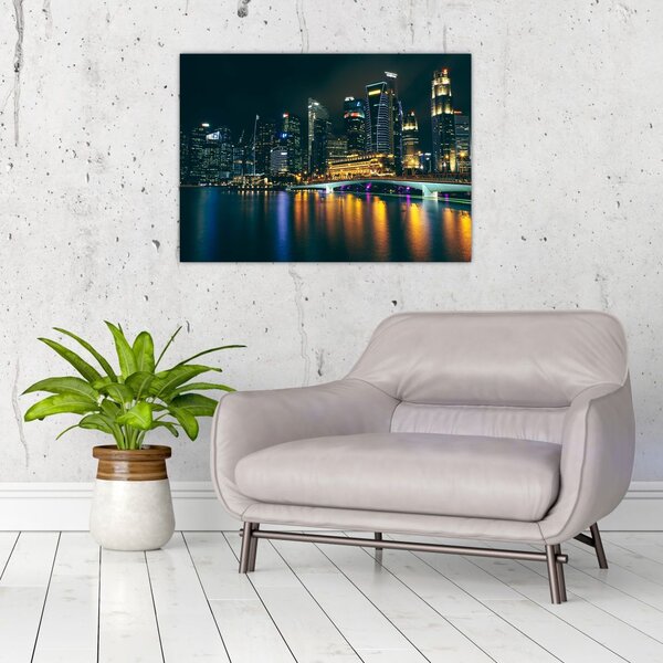 Obraz Singapuru nocą (70x50 cm)