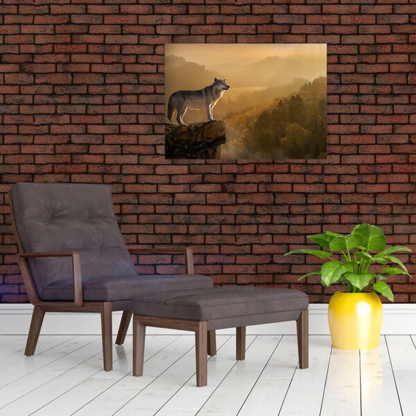 Obraz wilka na skale (70x50 cm)