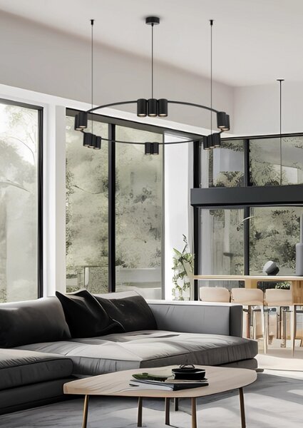 Okrągła czarna lampa wisząca reflektorowa - K407 D7-E16