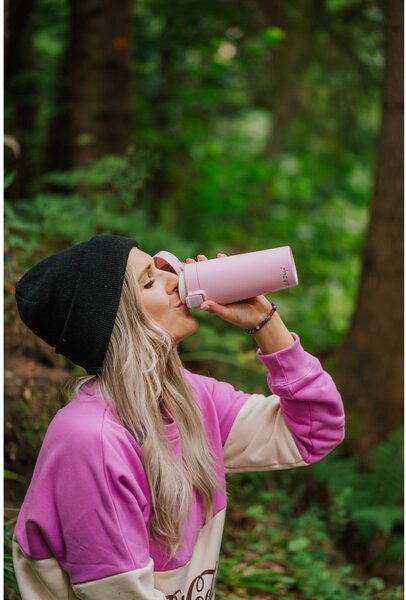 Różowy podróżny kubek termiczny Vialli Design Fuori, 400 ml