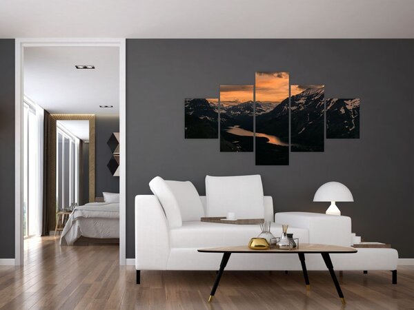 Obraz jeziora między górami (125x70 cm)
