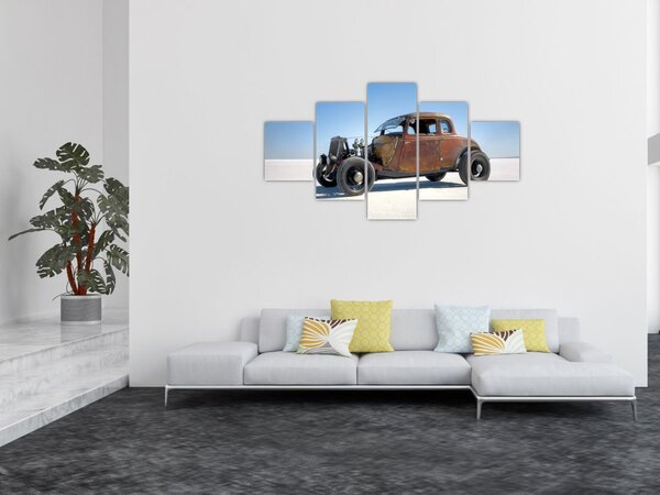Obraz samochodu na pustyni (125x70 cm)