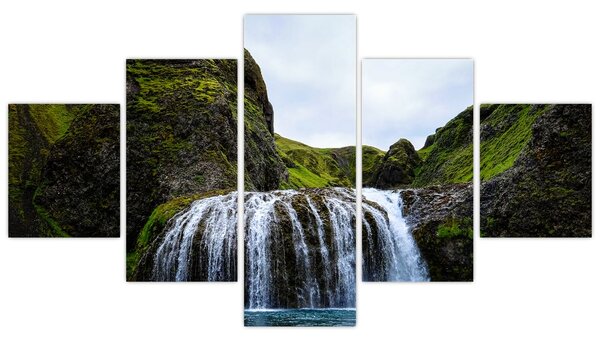 Obraz klifu z wodospadem (125x70 cm)