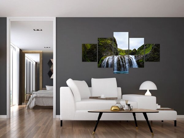 Obraz klifu z wodospadem (125x70 cm)