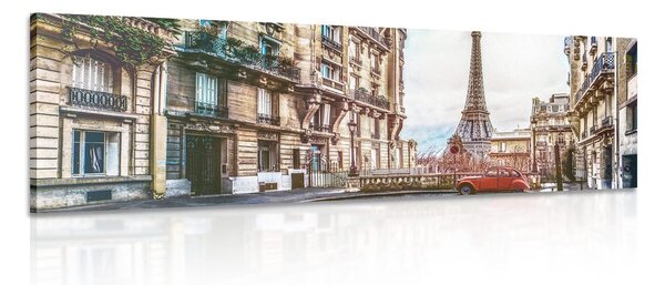 Obraz widok na Wieżę Eiffla z ulicy w Paryżu