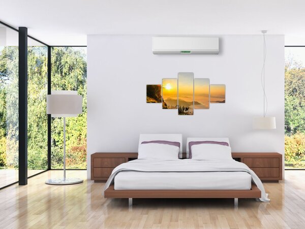 Obraz doliny w porannej mgle (125x70 cm)