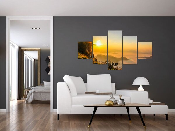 Obraz doliny w porannej mgle (125x70 cm)